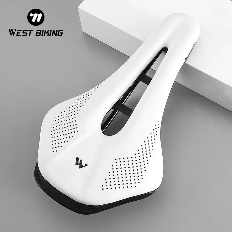 WEST BIKING Selle de vélo confortable, siège en cuir PU résistant à l'usure, creux, adapté pour vélo de route