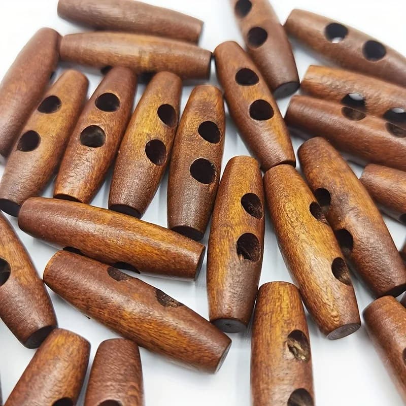 Boutons en bois naturel en forme d'olive - Accessoires de couture pour vêtements, artisanat, projets de bricolage - 2 trous