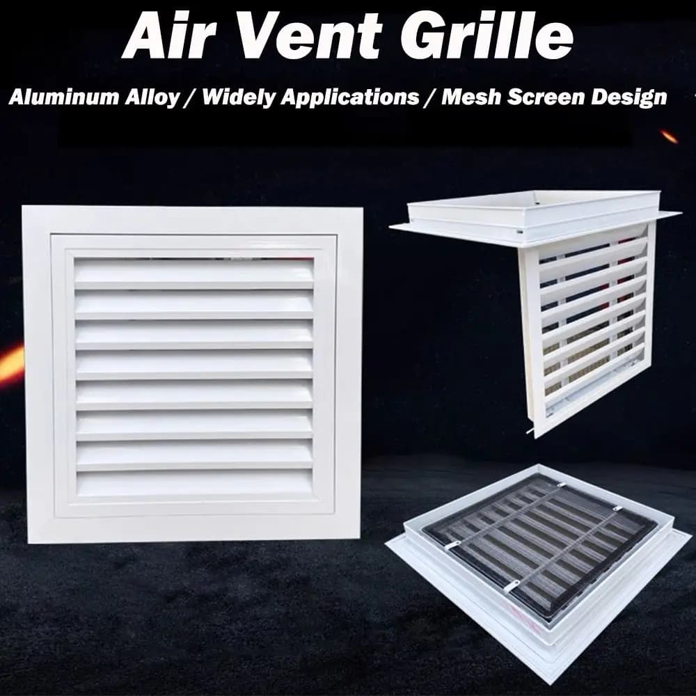 Nouveau Grille de Ventilation en alliage d'aluminium carré blanc gril d'air de retour avec Grille de Ventilation en maille murs extérieurs