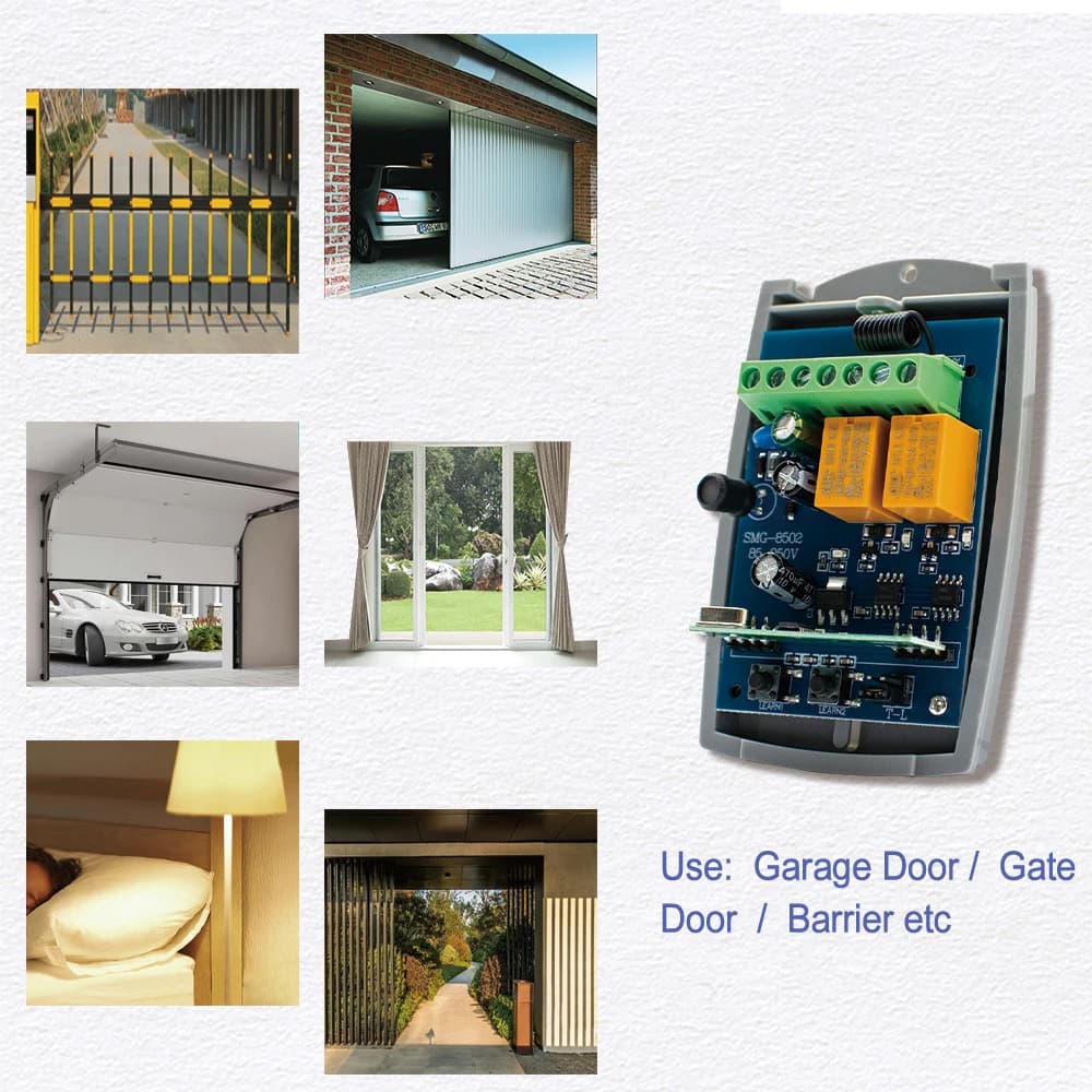 Universal SCS SENTINEL Contrôleur Récepteur de Porte de Garage 7-32V 85-250V 2CH 433MHz Télécommande Ouvre-portail