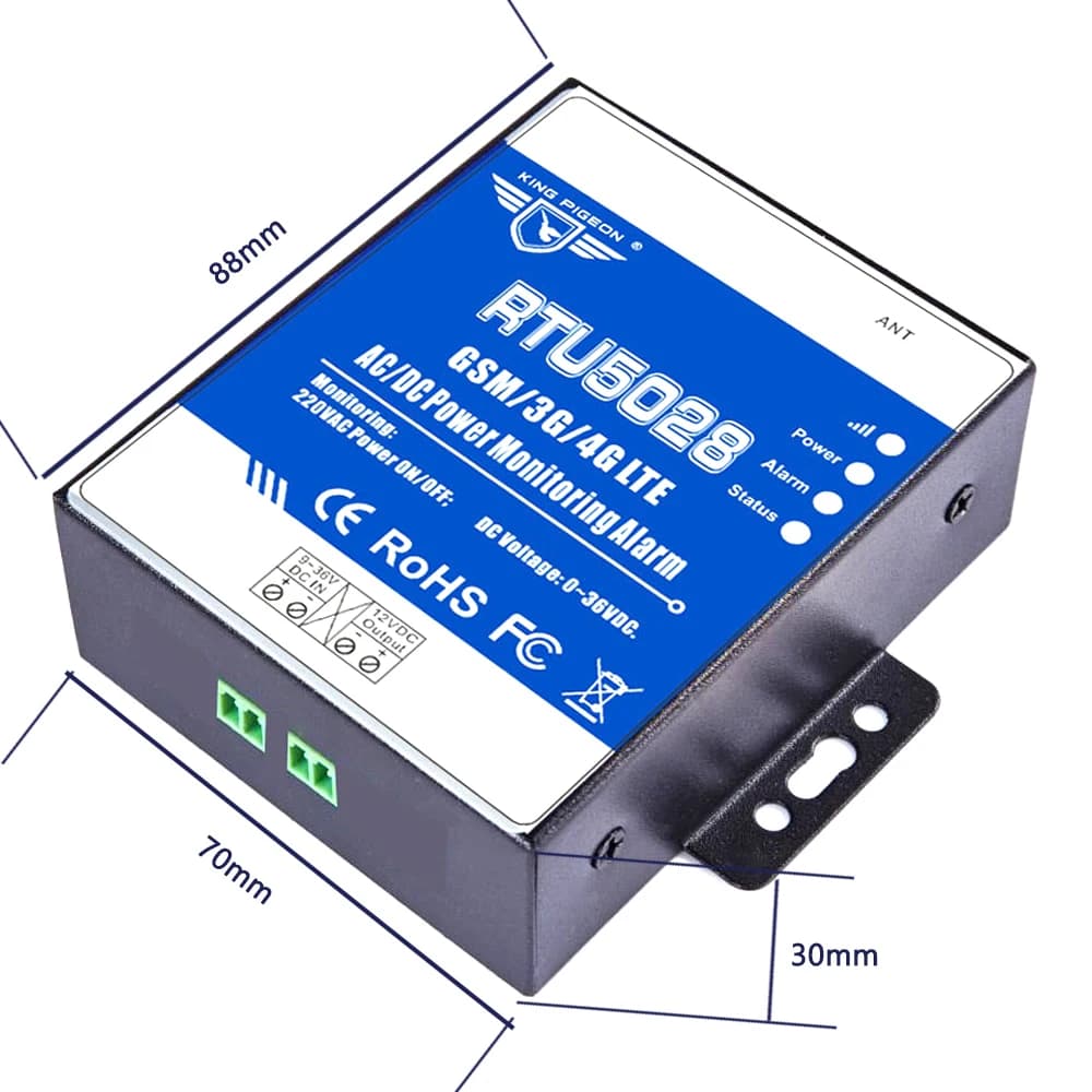 GSM 3G 4G, surveillance de l'état de la tension d'alimentation, alarme de panne de courant, alerte SMS, Support Modbus TCP et RTU