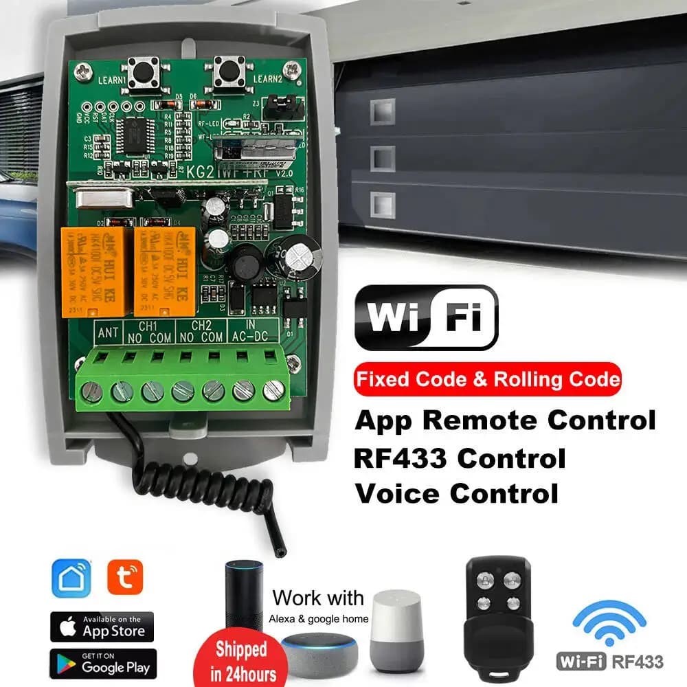 SCS SENTINEL contrôleur Tuya WiFi vie intelligente porte de Garage récepteur 7-32V 85-250V 2CH 433MHz télécommande ouvre-porte universel