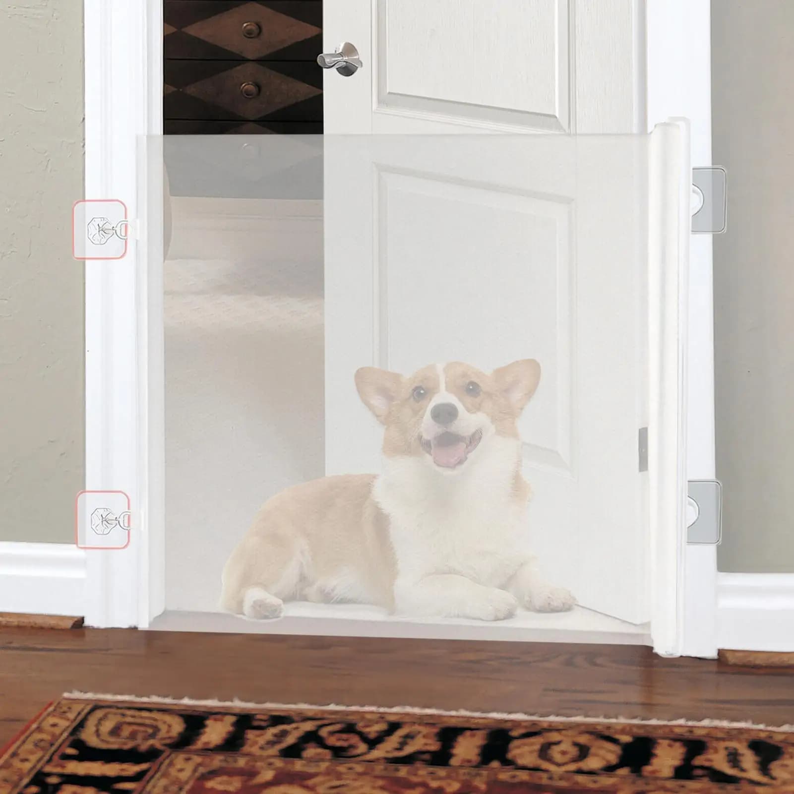 Barrière pour chien, barrière pour chiot, clôture rétractable pour chien, barrière large sans perçage, écran de sécurité pour animaux de compagnie, sécurité enfant pour couloirs, escaliers, entrées