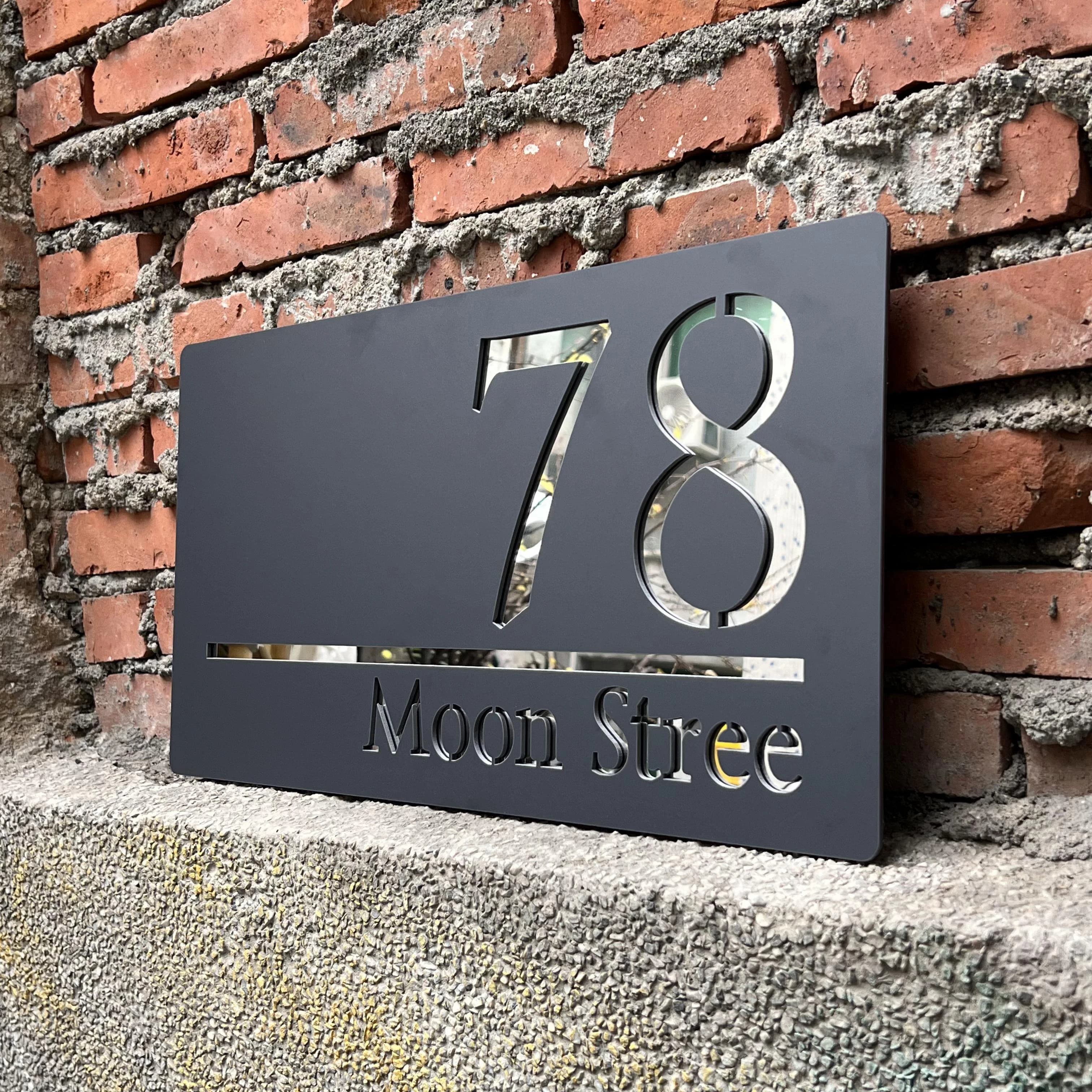 Plaque de numéro de maison extérieure personnalisée en acrylique 3D découpé