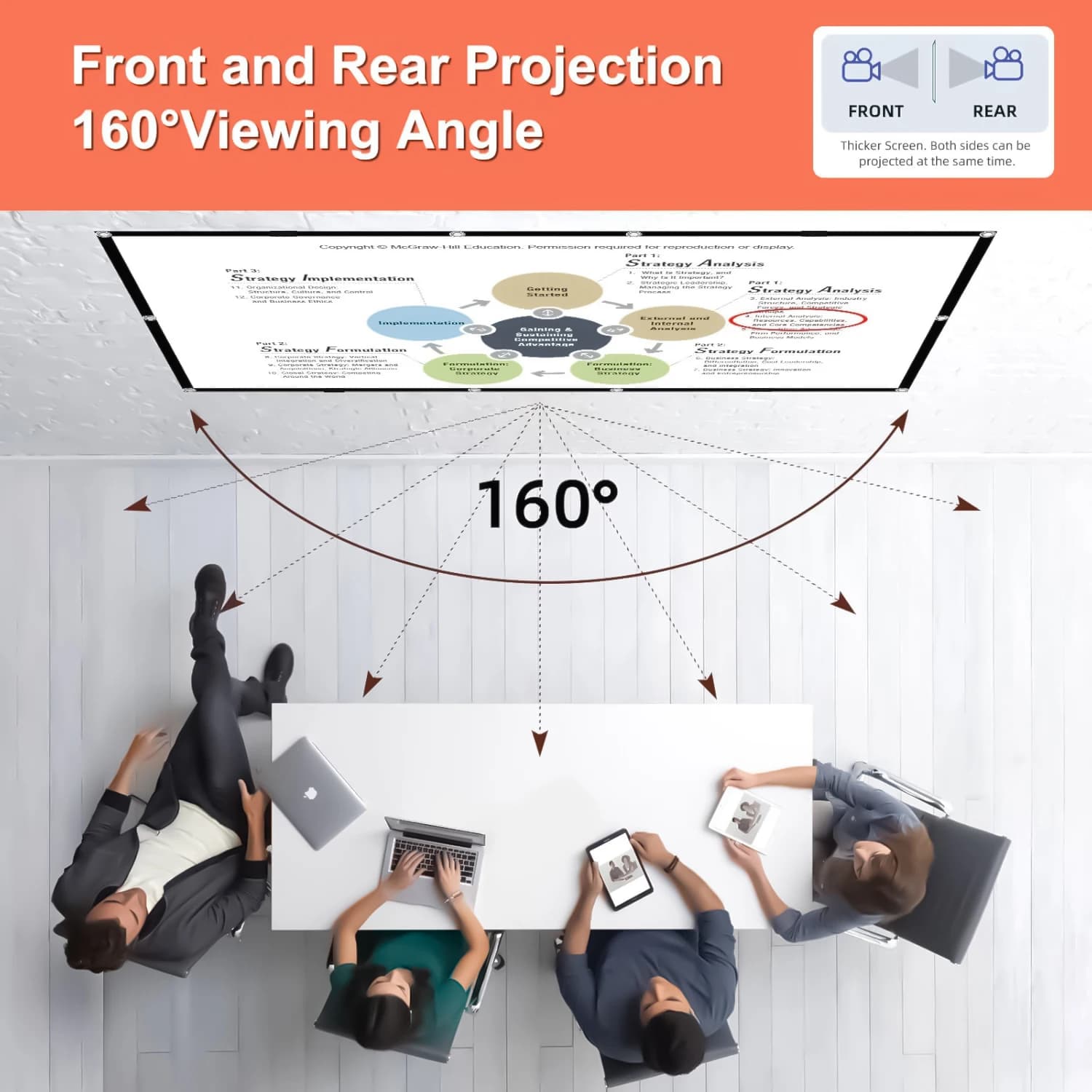 Écran de projection portable 4K, rideau de projecteur anti-lumière, tissu réfléchissant en métal, haute luminosité, 16:9