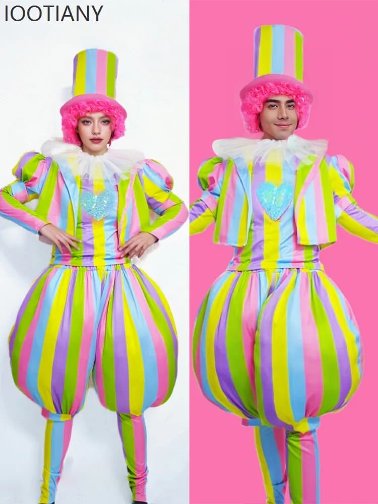 Costume de Clown d'halloween pour adultes, Costume de carnaval, déguisement de parc d'attractions, Costume de jeu de rôle amusant, Costume de spectacle