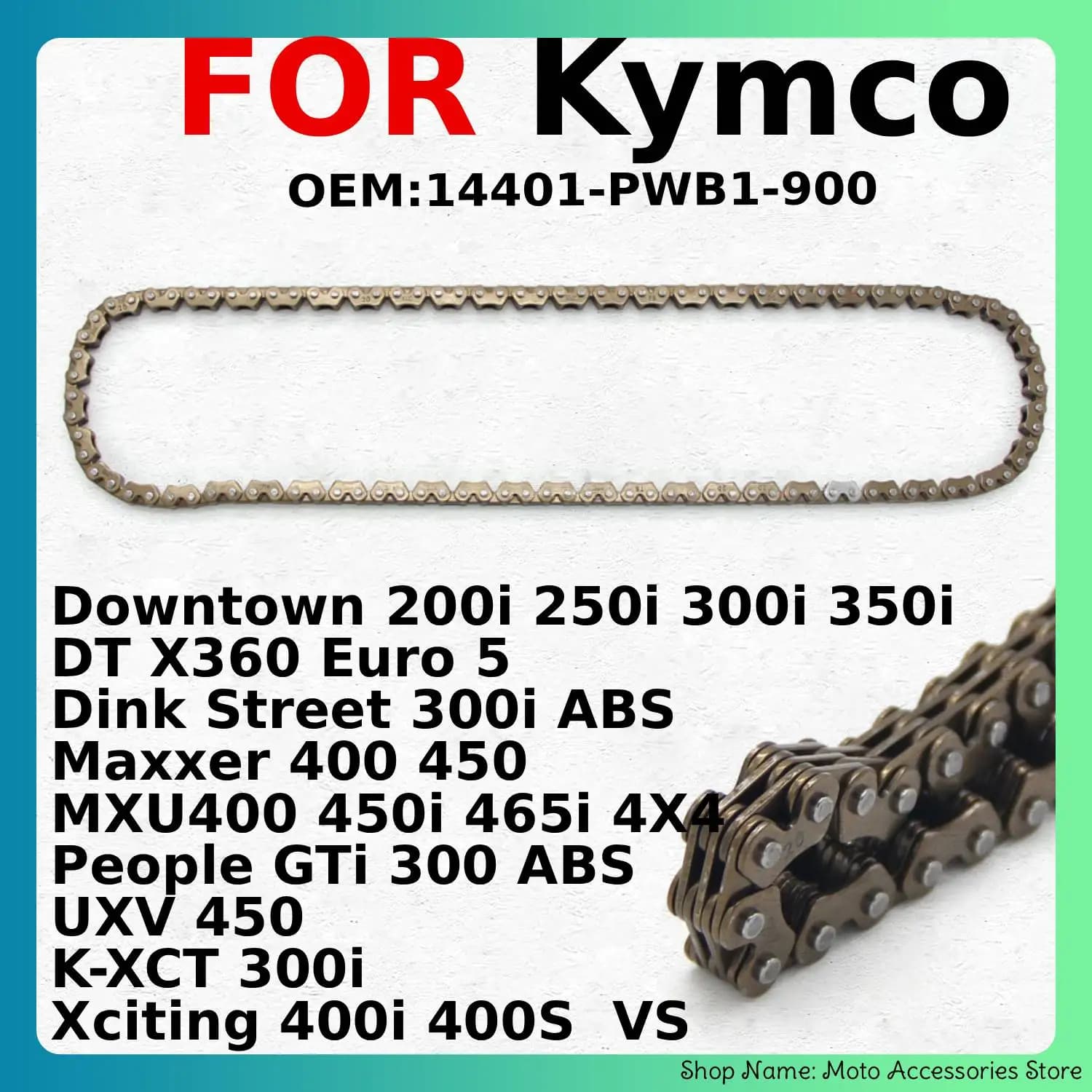 Chaîne de distribution moteur pour moto Kymco Downtown 200i 300i 350i Dink Street Maxxer 400 450 MXU400 People GTi Xciting 4X4