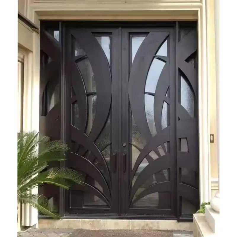 Porte d'entrée en alliage d'aluminium et d'acier au Design moderne