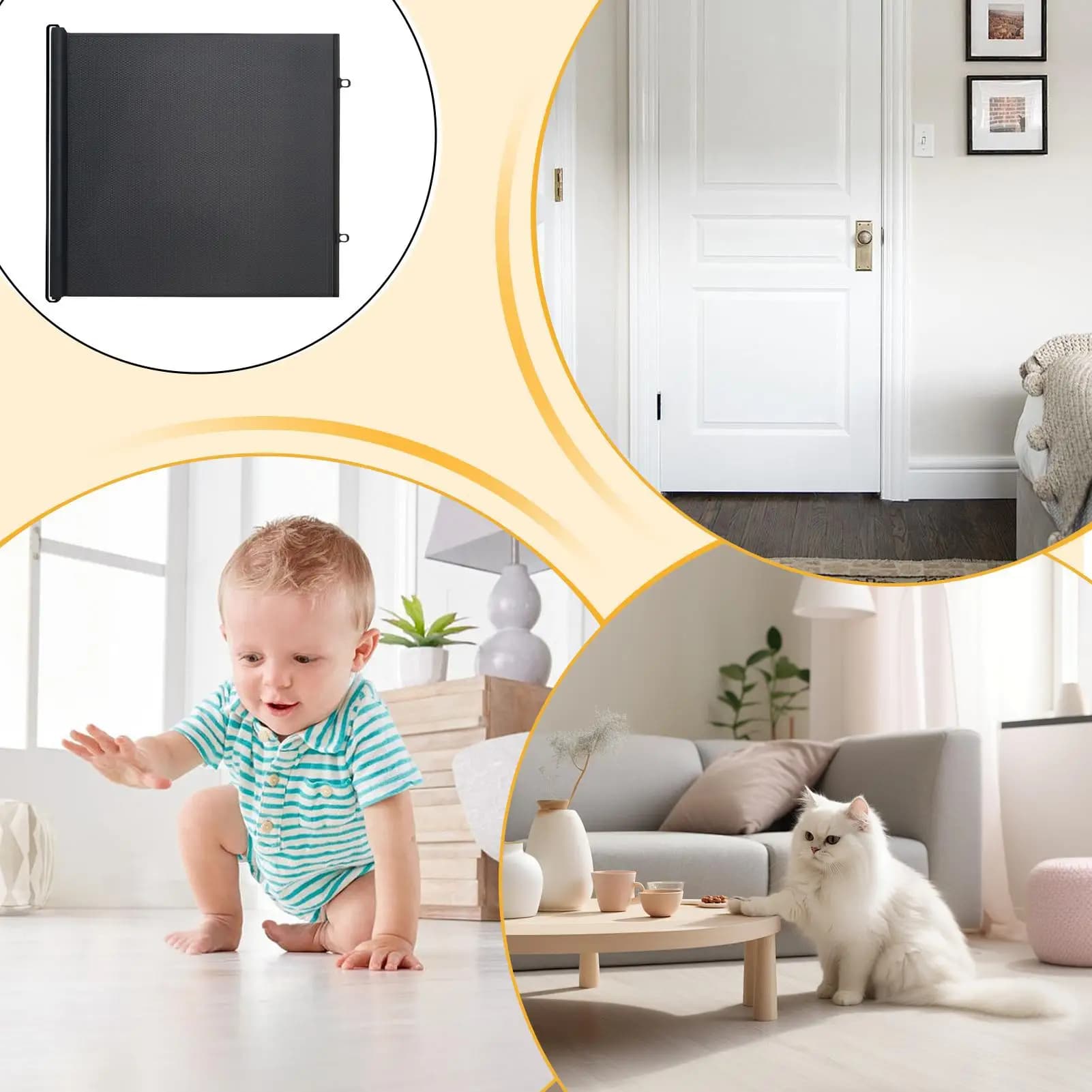 Barrière en maille pour porte sans perçage
