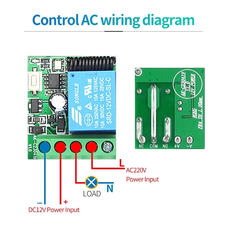 433 Mhz commutateur de télécommande de porte universelle DC 12V 10A relais récepteur Mini Module
