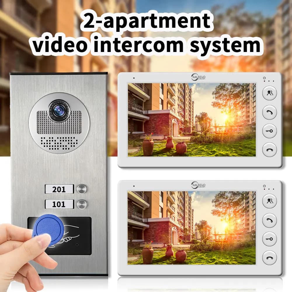Sonnette vidéo d'interphone d'appartement pour 2 familles