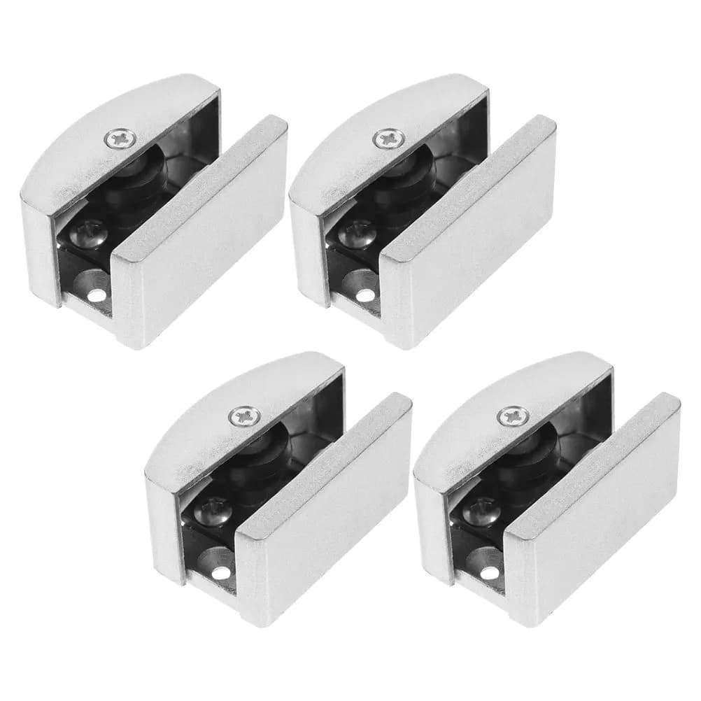 Fond de guidage de porte en verre réglable, 4 pièces, pour portes de douche de 5 à 14Mm d'épaisseur, piste coulissante, poulie à rouleau en alliage d'aluminium, Guide de porte