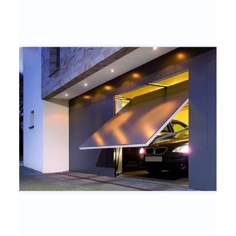 Superbe porte de garage moderne et automatique à lattes verticales en aluminium
