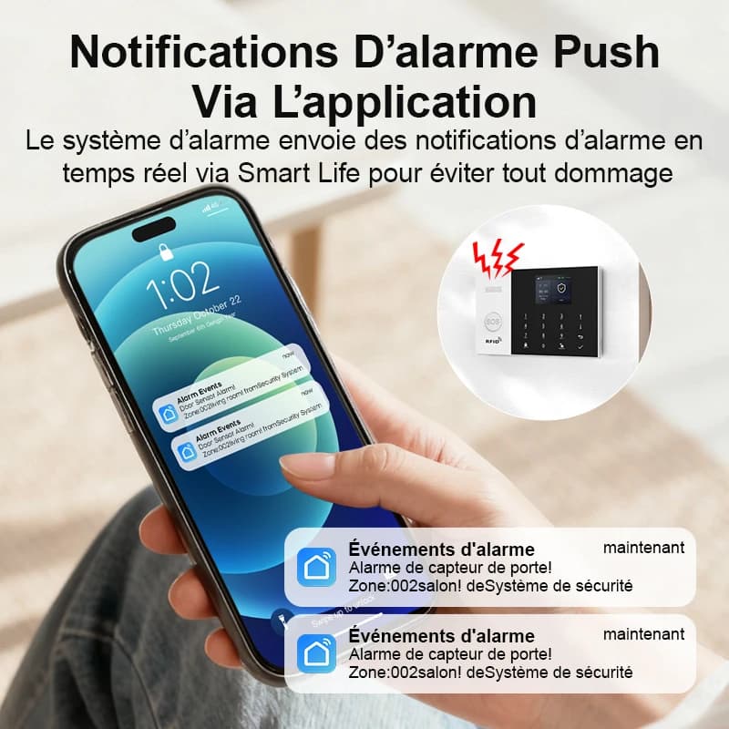 PGST kit sécurité alarme anti intrusion WiFi 2G GSM 4G Works with Tuya Smart Life système sans fil connecté pour maison commerce surveillance mobile installation rapide protection 24h sur 24