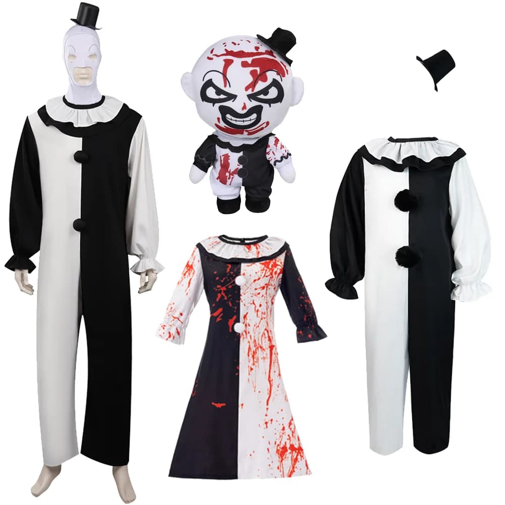 Costume de cosplay Art The Clown Terrifier, robe, masque en latex, pour enfants, adultes, hommes, femmes, jeu de rôle, Halloween, carnaval, déguisement
