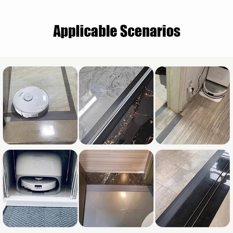 1 pièce 0,9 m x 5 cm Bande de seuil en PVC antidérapante pour porte d'entrée, plaque de passage pour robot aspirateur et bande de joint de sol