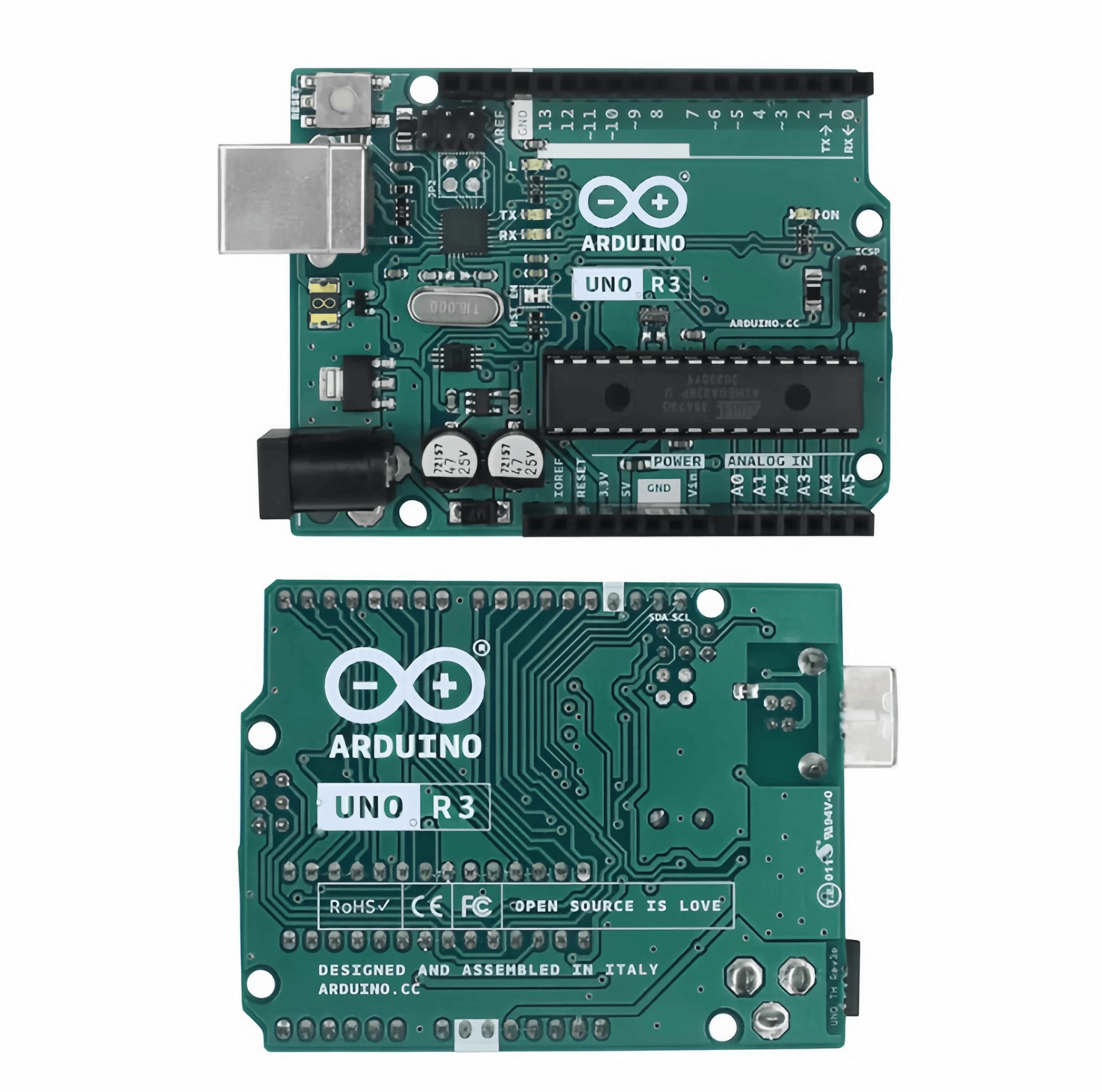 Carte de développement Arduino UNO R3, microcontrôleur Arduino d'origine, programmation en langage C, kit de carte mère d'apprentissage