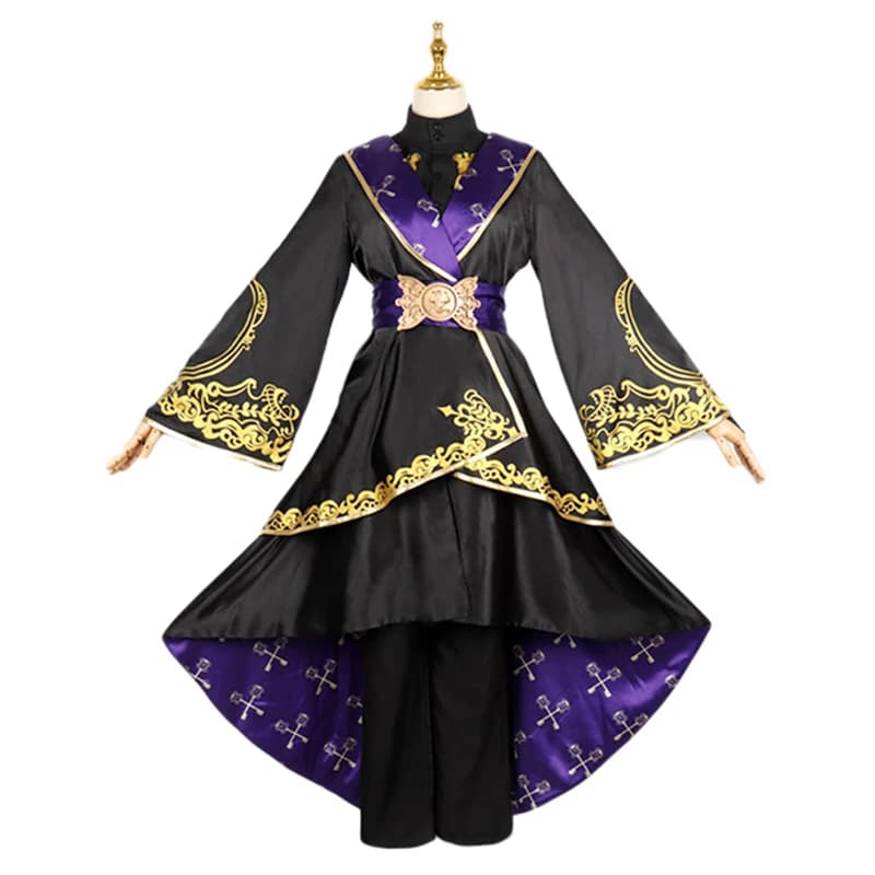 Costume de Cosplay énigme, cape fantaisie noire, Costume de fête de carnaval, uniforme d'halloween