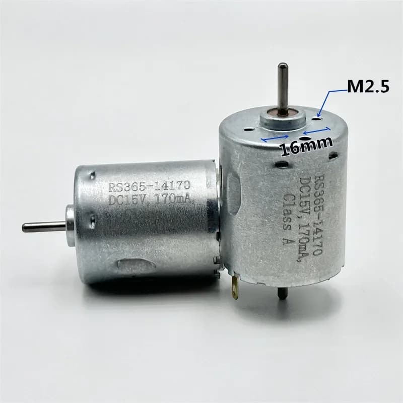 Micro moteur à balais de carbone RS-365-14170, DC 12V 14.4V 15V 18V 7700 tr/min, double arbre de 2.3mm pour Robot nettoyeur de balayeuse