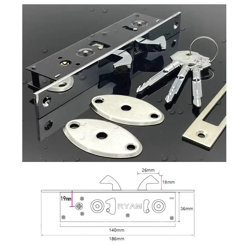 Serrure à crochet pour porte coulissante en alliage d'aluminium