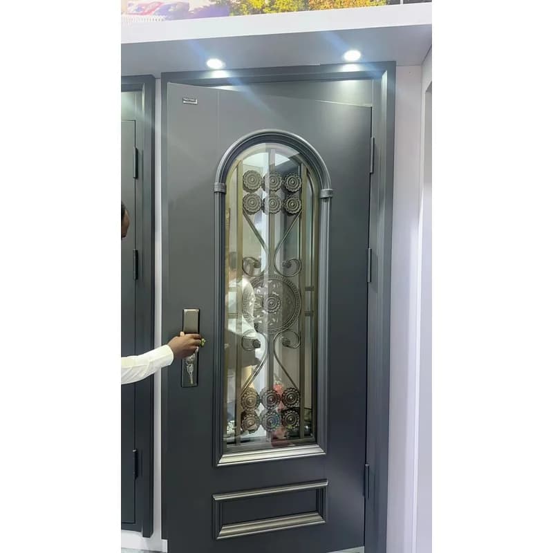 Porte d'entrée en alliage d'aluminium et d'acier au Design moderne