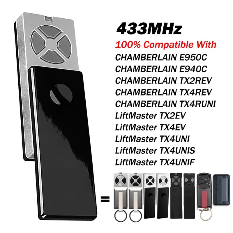 Pour télécommande de garage / portail CHAMBERLAIN TX4RUNI TX2REV TX4REV E950C E940C LiftMaster TX4UNI TX2EV TX4UNIF TX4UNIS 433 MHz