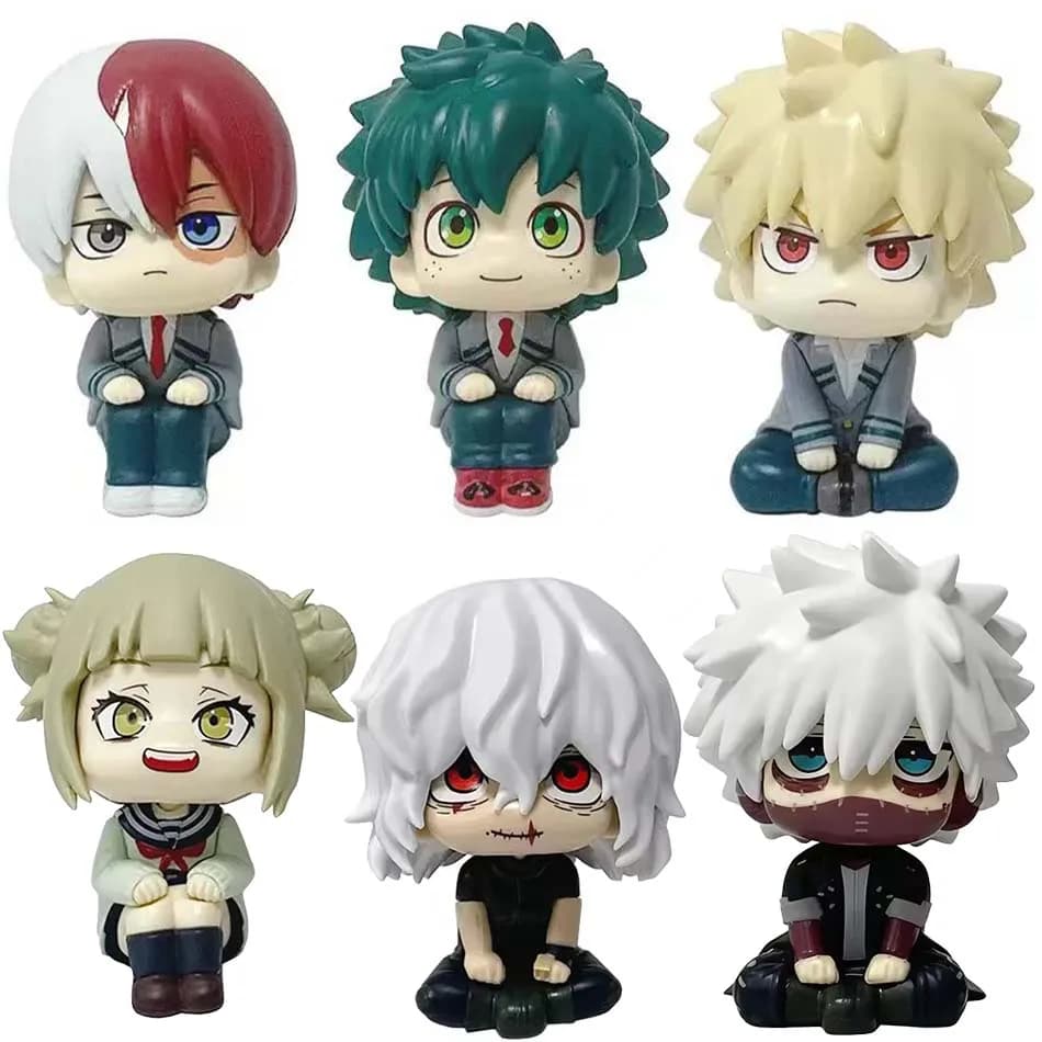 PVC | (MHA) : Tomura Shigaraki / Izuku Midoriya / Katsuki Bakugo My Hero Academia Figurine PVC Mignonne Chibi | Jouet de collection