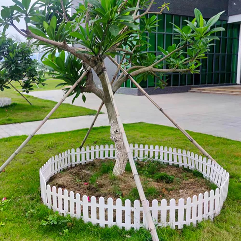 Lot de 5 clôtures de jardin en piquets blancs