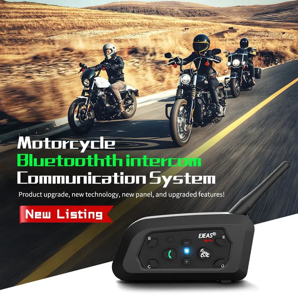EJEAS V6 PRO +/PLUS casque de moto Bluetooth talkie-walkie 6 cavalier Distance 800 mètres étanche IP67
