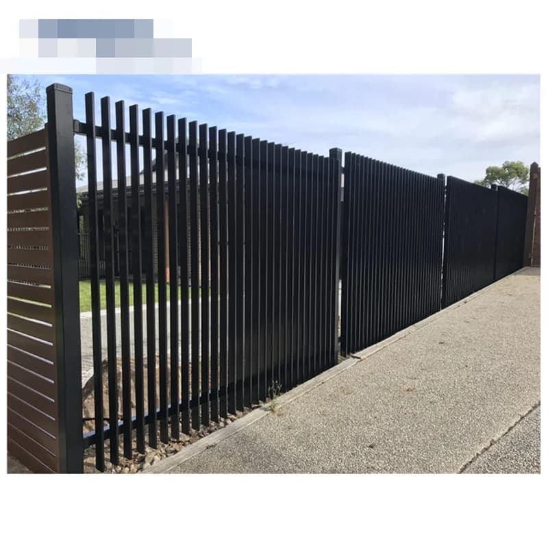 Panneau de clôture en aluminium marron/gris foncé pour jardins avec colonnes
