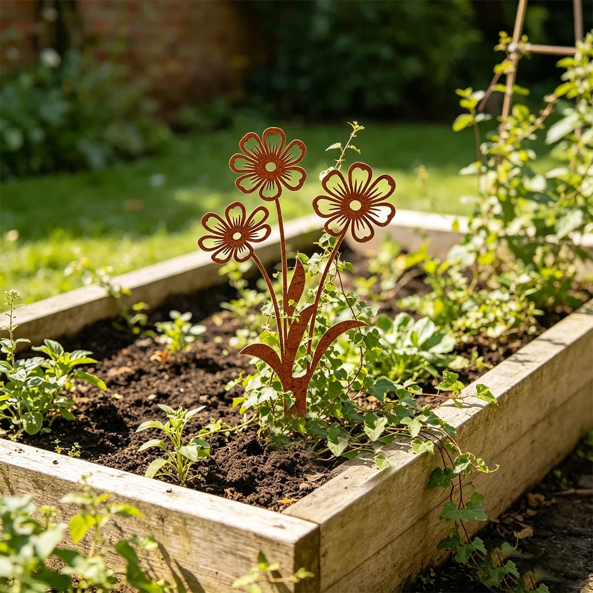 1 piquet décoratif de jardin en fer forgé