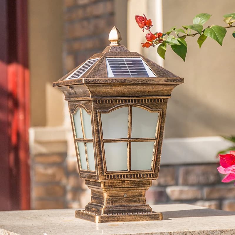 Lampe solaire de poteau, éclairage de jardin étanche, style européen, pour villa, cour, café, lampe murale extérieure pour poteau de porte
