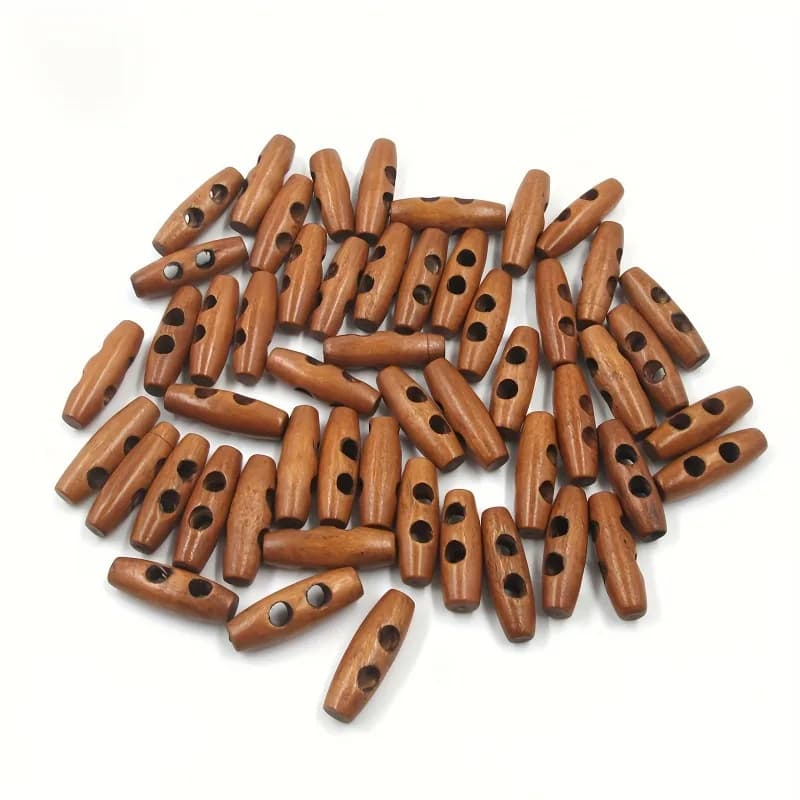 Boutons en bois naturel en forme d'olive - Accessoires de couture pour vêtements, artisanat, projets de bricolage - 2 trous