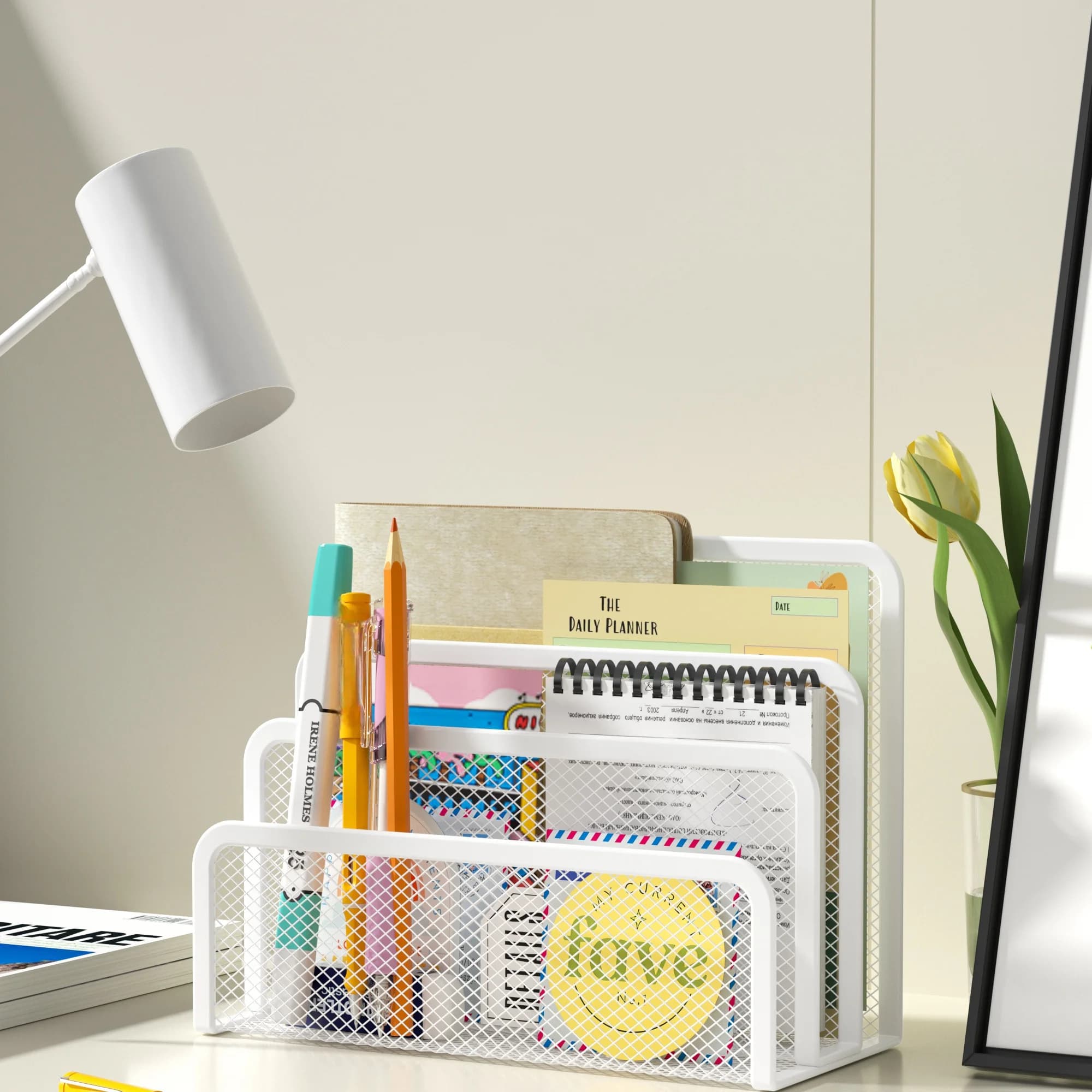 Plateaux à papiers support pour ordinateur portable support de bureau 3 couches support en maille de fer en métal noir pour magazines documents fichier livre support organisateur bureau