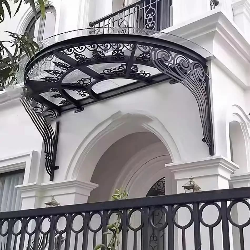 Auvent en fer forgé personnalisé avec fonctionnement fixe Anti-UV coupe-vent caractéristiques