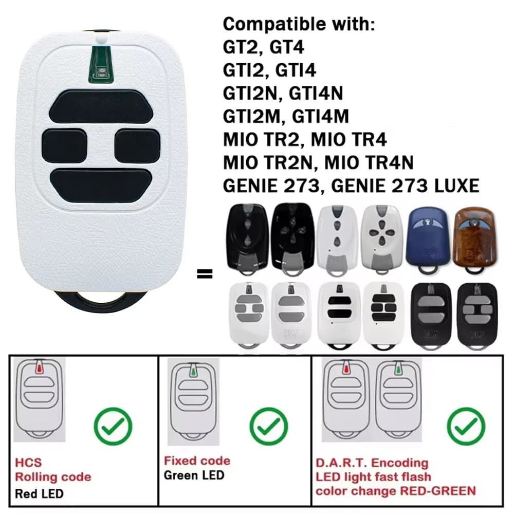 DEA Ouvre-porte de porte de garage Ouvre-télécommande pour GT2 GT4 GTI2 GTI4 GTI2N GTI4N GTI2M GTI4M TR2 TR4 TR2N TR4N GENIE 273 273L 433.92MHz