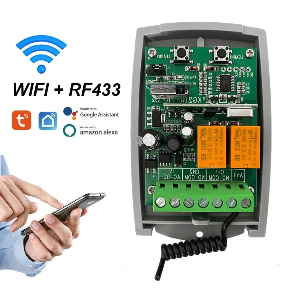 SCS SENTINEL contrôleur Tuya WiFi vie intelligente porte de Garage récepteur 7-32V 85-250V 2CH 433MHz télécommande ouvre-porte universel