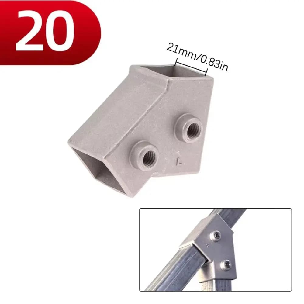 Connecteur coudé en alliage d'aluminium pour tube carré 20x20mm et 25x25mm