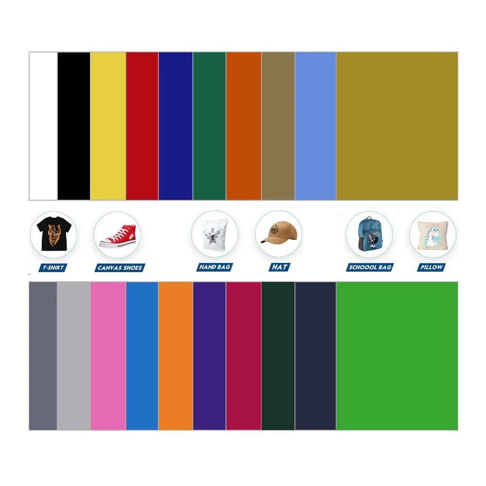 Film vinyle de transfert de chaleur en PVC, machine de presse à chaud, fer sur t-shirt, impression HTV, film de vêtements de bricolage, 20 couleurs