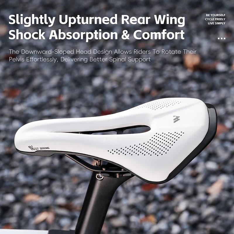 WEST BIKING Selle de vélo confortable, siège en cuir PU résistant à l'usure, creux, adapté pour vélo de route