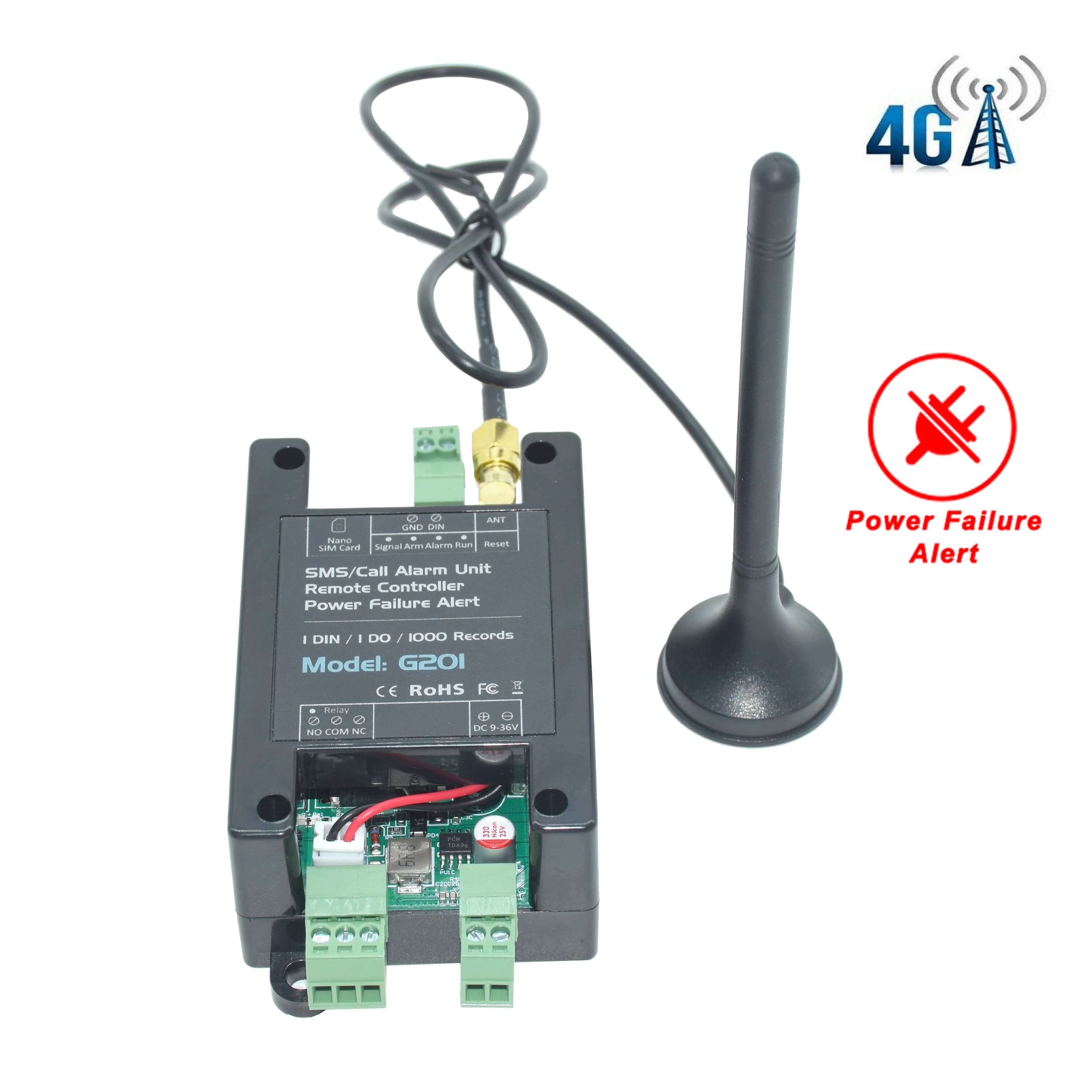 Ouvre-porte intelligent GSM SMS/Appel 4G / Alarme de surveillance environnementale G201 avec télécommande