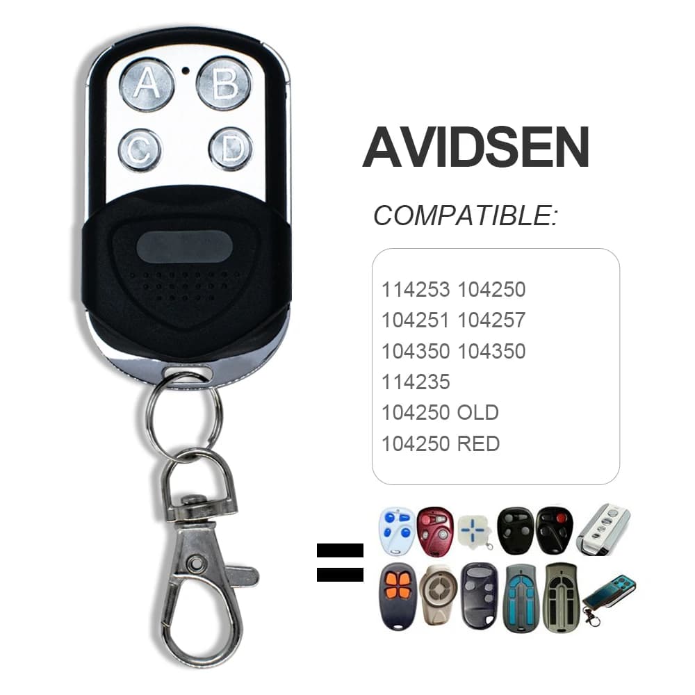 AVIDSEN Télécommande Clone 114253 104250 104251 104257 104350 104700 614701 654100 Porte de garage / Contrôleur multifréquence