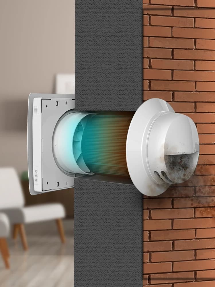 Récupérateur d'Air VT125 avec Récupération de Chaleur, Système de Ventilation Décentralisé, Rekuperateur pour Chambre Simple