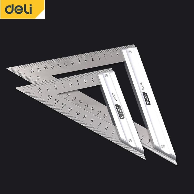 DELI – règle d'angle à 90 degrés en acier inoxydable, règle en forme de L, outil de mesure Double face, outils droits en métal pour le travail du bois