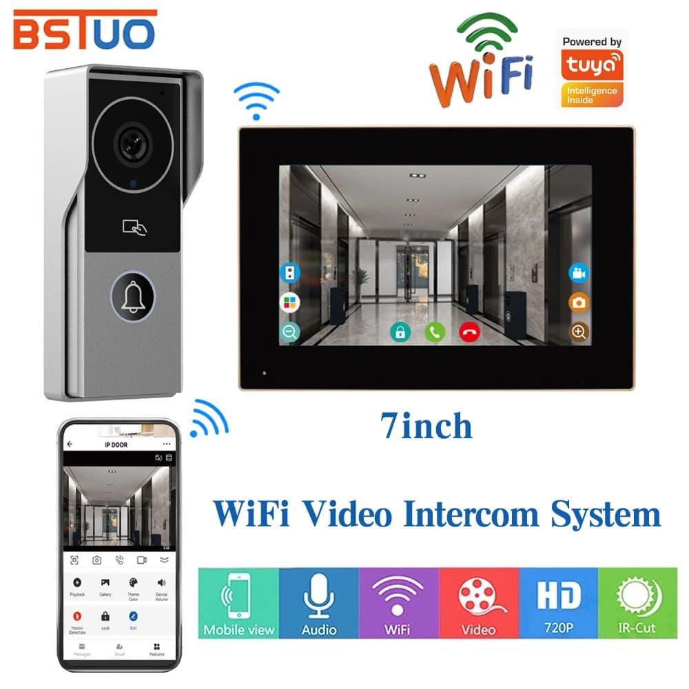 Kit Interphone Vidéo Connecté Wi-Fi 2.4 GHz avec Application Tuya