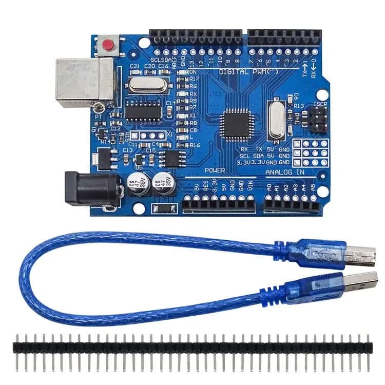 Carte de développement UN0 R3 ATmega328P avec en-tête de broche et câble Compatible avec les projets Arduino IDE