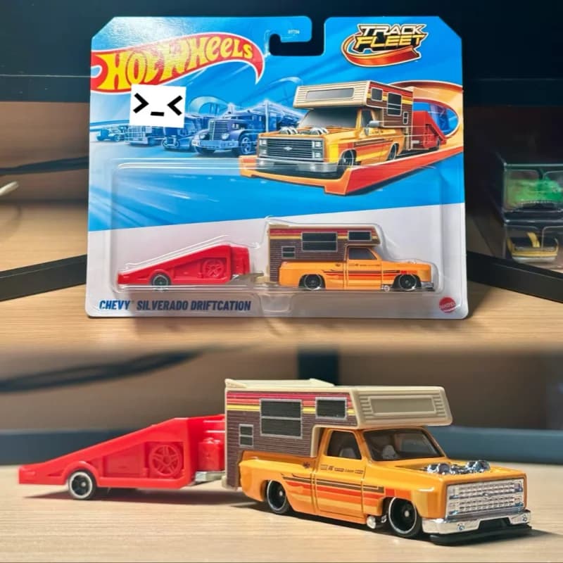 Hot Wheels – voiture en alliage moulé sous pression Volvo 240, remorque de transport pour camping-car, modèle de simulation HYT56, jouet pour collectionneurs