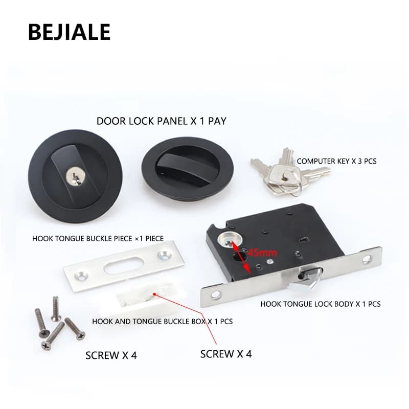 Serrure de porte coulissante noire
