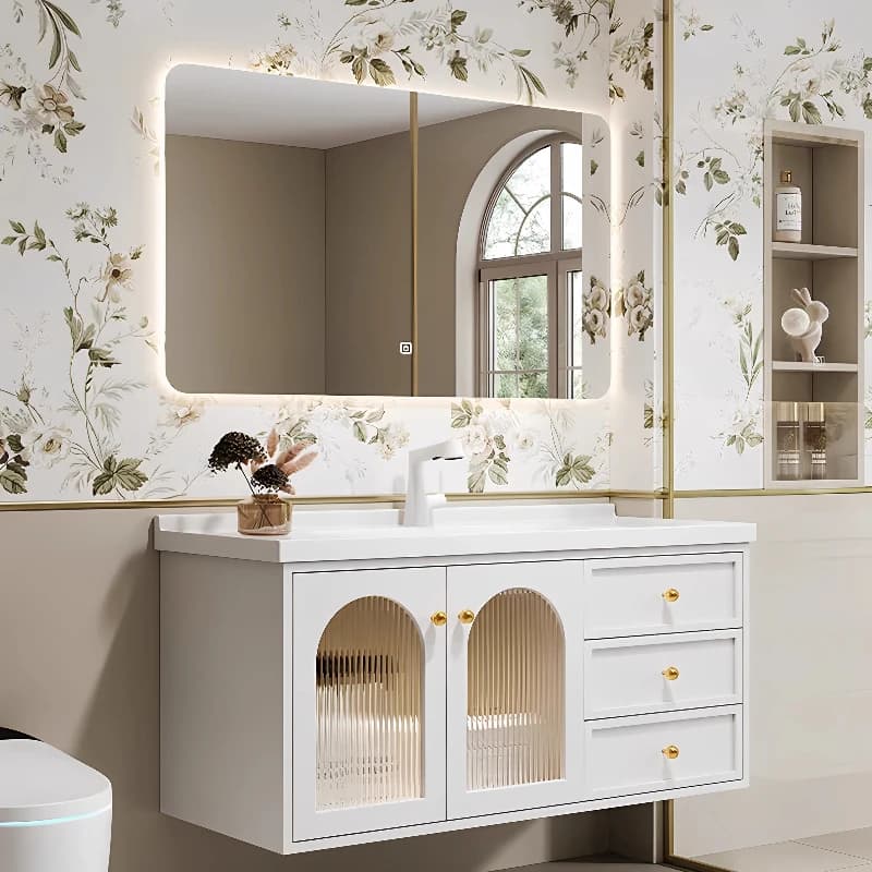 Vanités tiroir salle de bain armoire intégré verre rangement miroir salle de bain armoire moderne organisateur Armario Banheiro meubles