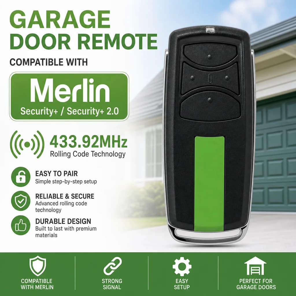 Télécommande et clavier de remplacement Merlin Security+ 2.0 pour porte de garage